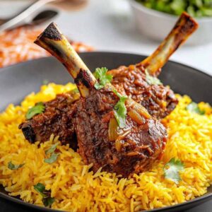 Riz jaune au Gigot d'agneau